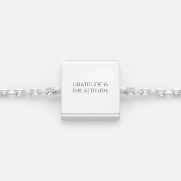 'GRATITUDE IS THE ATTITUDE' FIXED CHARM BRACELET (925 Sterling Silver)