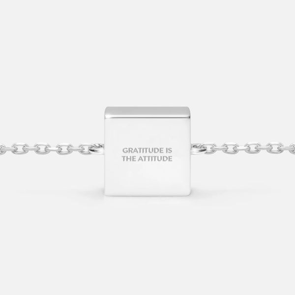'GRATITUDE IS THE ATTITUDE' FIXED CHARM BRACELET (925 Sterling Silver)